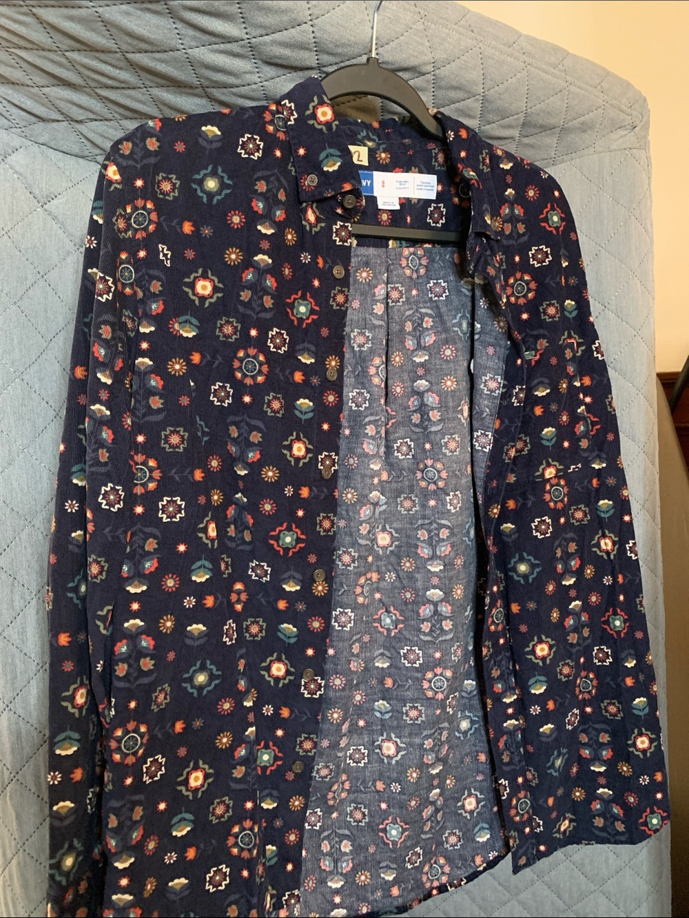 Old Navy Navy Floral Button-Down Shirt